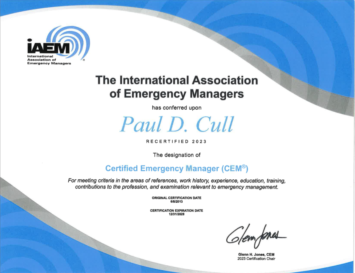 Certified Emergency Manager recertification