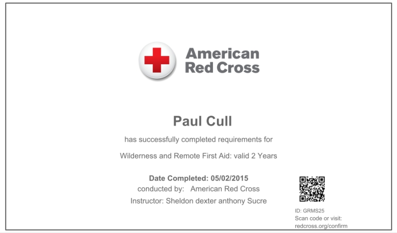 Wilderness and Remote First Aid Certificate