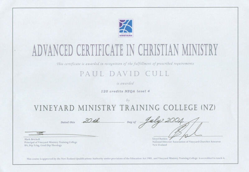 Advanced Certificate in Christian Ministry