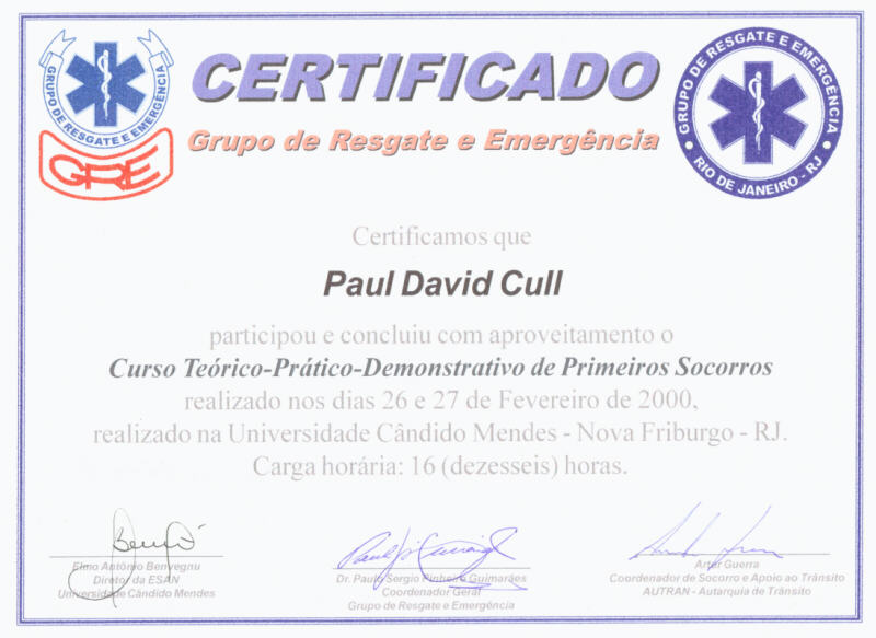 First Aid Course Certificate