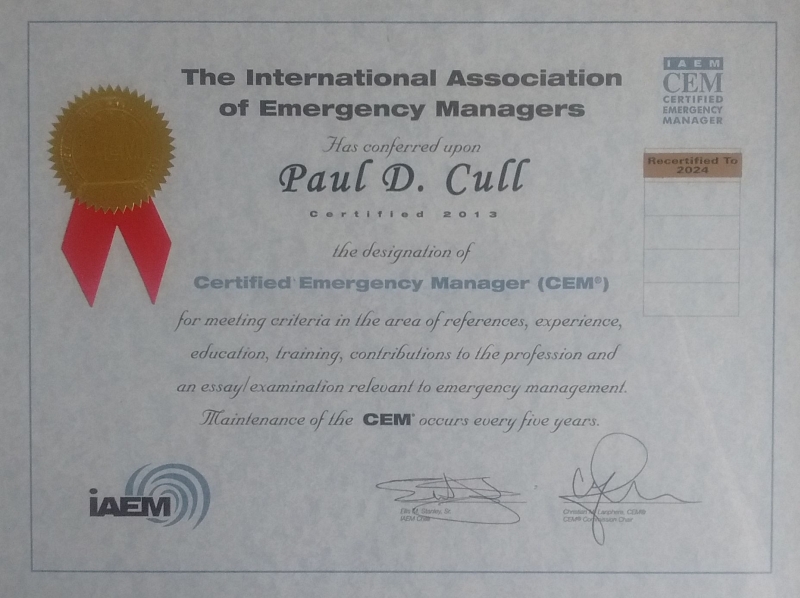 Certified Emergency Manager recertification