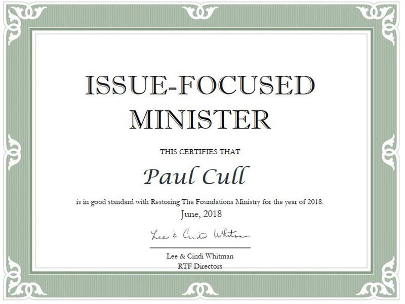 Issue-Focused Minister Certificate