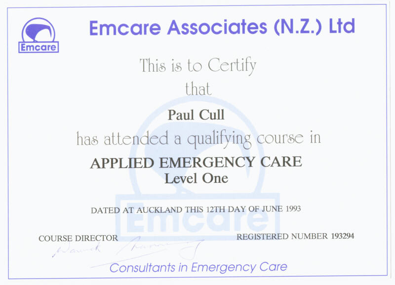 Applied Emergency Care Certificate