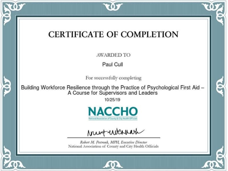 Psychological First Aid for Supervisors and Leaders Certificate