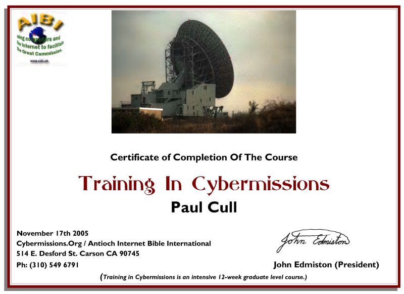 Cerificate of Training in Cybermissions