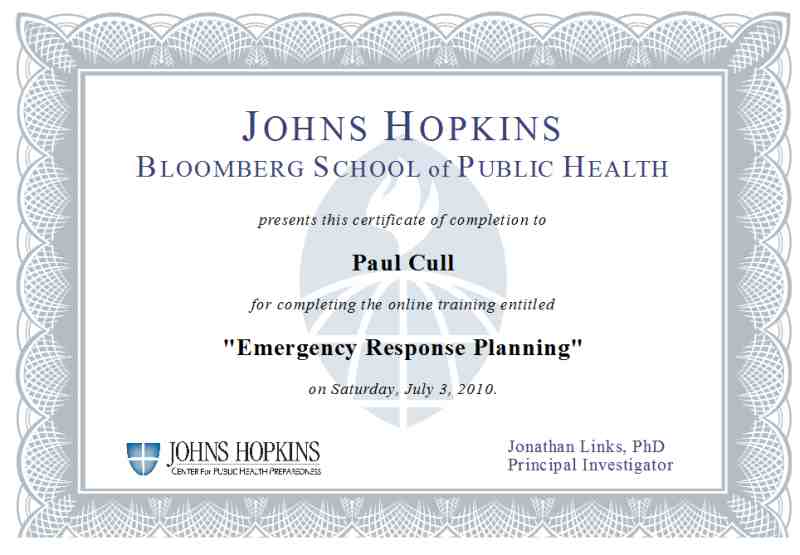 Emergency Response Planning Certificate