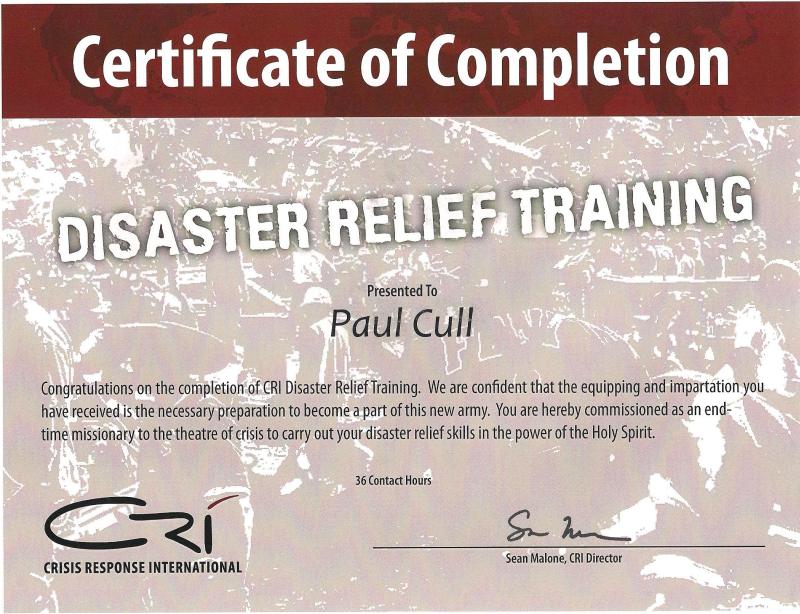 Disaster Relief Training Certificate
